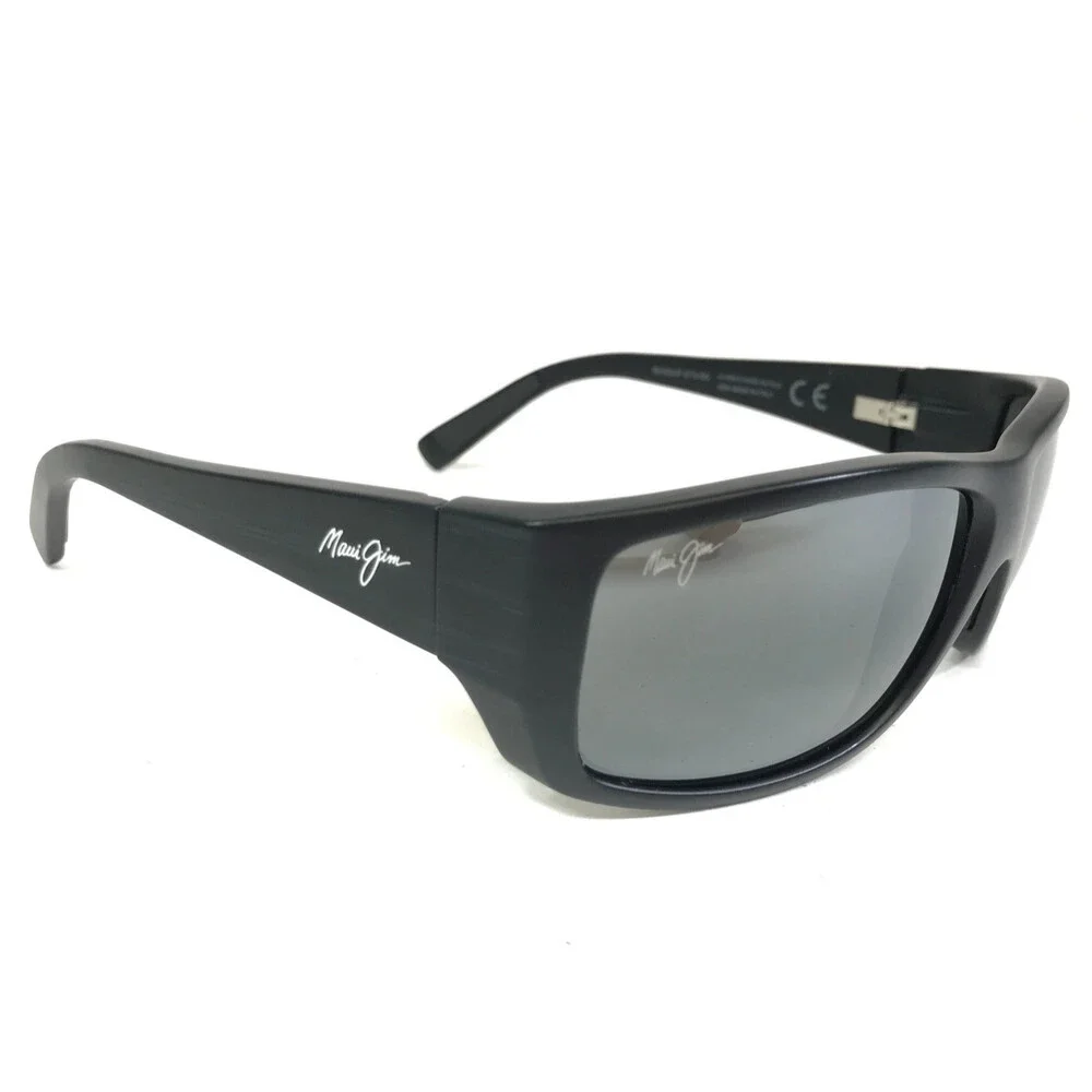Maui Jim Sunglasses WASSUP MJ-123-02W Matte Black Woodgrain Neutral Gray Lenses